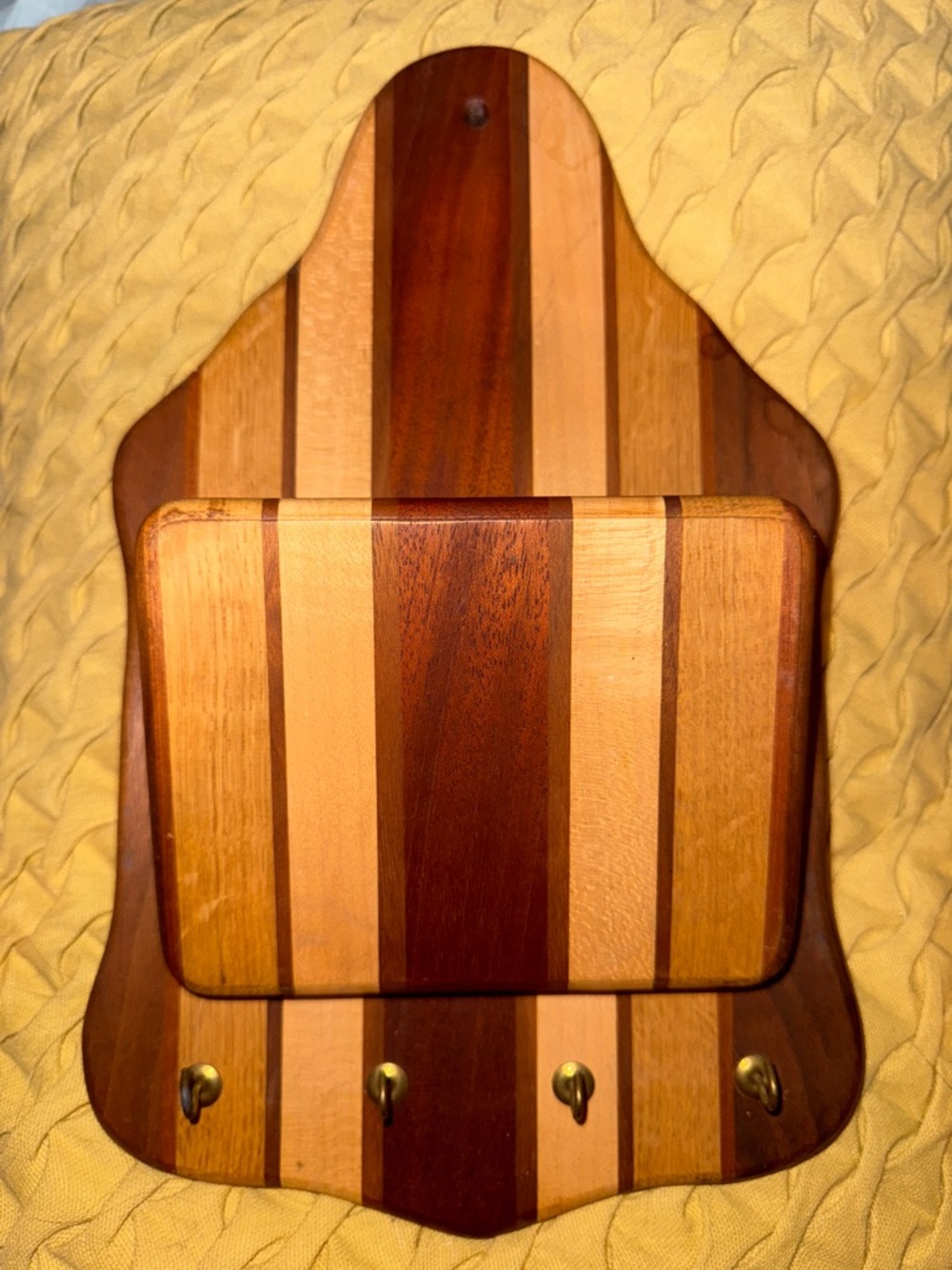 Striped Wooden Wall Mail and Key Organizer
